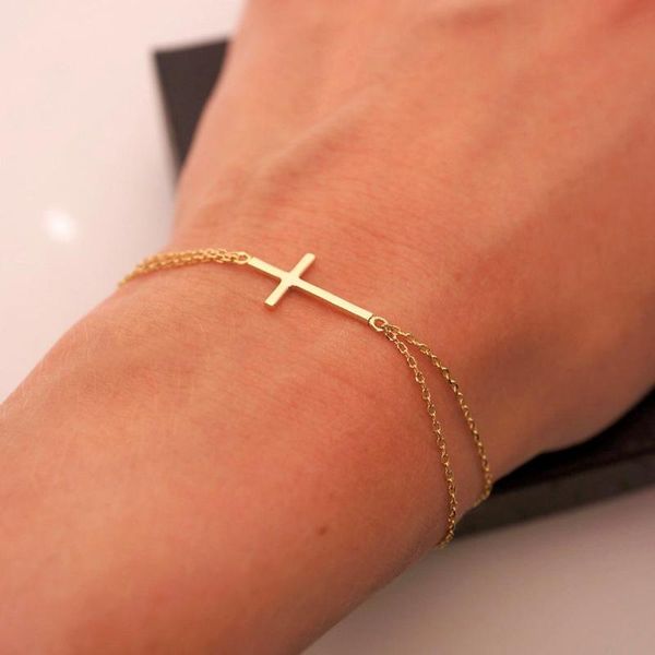 link, chain exquisite cross bracelet with double chain, stainless steel layered christian children gift, Black
link, chain exquisite cross bracelet with double chain, stainless steel layered christian children gift, Black
