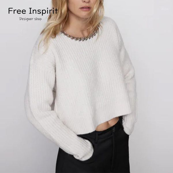 inspirit arrival casual women's style silver metal collar computer knitted pullover short spring/autumn sweater sweaters, White;black
inspirit arrival casual women's style silver metal collar computer knitted pullover short spring/autumn sweater sweaters, White;black