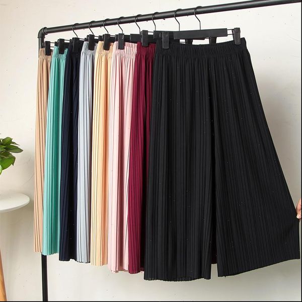 women capris korean summer thin wide leg pants casual elastic high waist pleated loose chiffon trousers p217, Black;white
women capris korean summer thin wide leg pants casual elastic high waist pleated loose chiffon trousers p217, Black;white