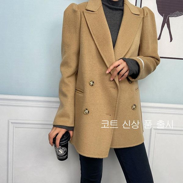 women's wool & blends autumn 2021 handmade korean suit double breasted puff sleeves simple black short 100% coat women loose woolen ove
women's wool & blends autumn 2021 handmade korean suit double breasted puff sleeves simple black short 100% coat women loose woolen ove
