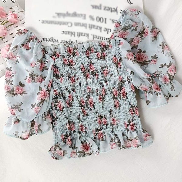 women's blouses & shirts floral print short sleeves chiffon shirt fashion crop slash neck, White
women's blouses & shirts floral print short sleeves chiffon shirt fashion crop slash neck, White