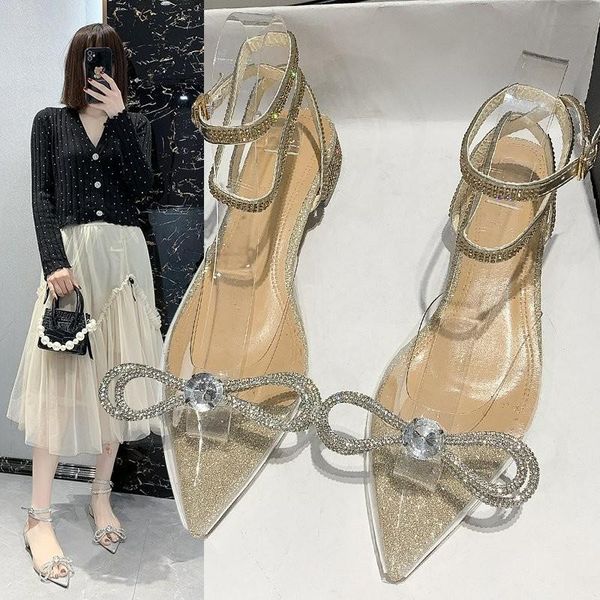 summer sparkling diamond sandals women's fashion flat heel small pointed bow transparent half fairy style, Black
summer sparkling diamond sandals women's fashion flat heel small pointed bow transparent half fairy style, Black