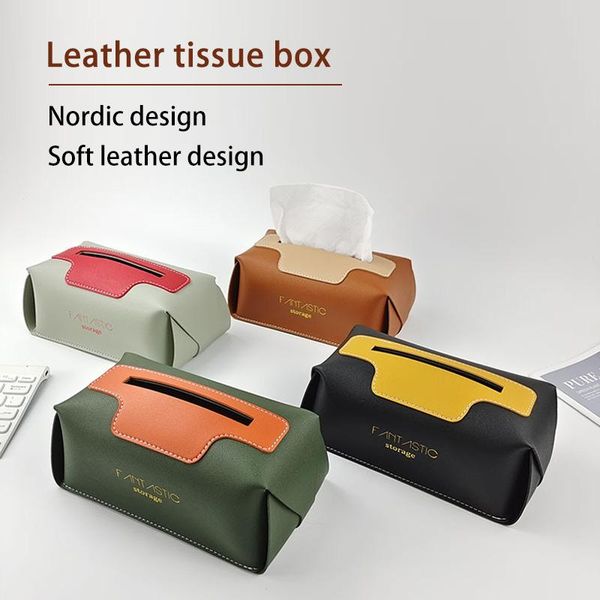 tissue boxes & napkins soft pu leather foldable toilet paper case stationery table holder kitchen storage organizer