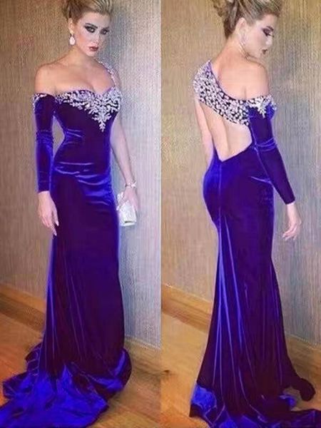 generous velour mermaid evening dresses backless beaded one long sleeve prom dress trumpet bridal formal party gowns, Black;red
generous velour mermaid evening dresses backless beaded one long sleeve prom dress trumpet bridal formal party gowns, Black;red