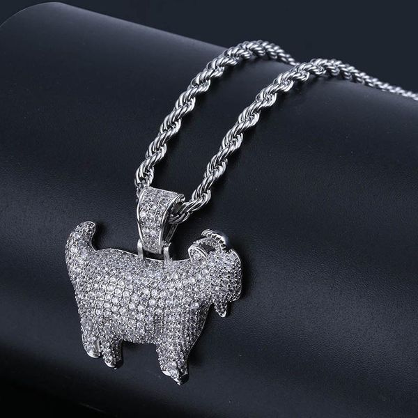 pendant necklaces iced zircon animal goat gold color copper material micro inlay cz 24inch twist chain men women hip hop jewelry, Silver
pendant necklaces iced zircon animal goat gold color copper material micro inlay cz 24inch twist chain men women hip hop jewelry, Silver