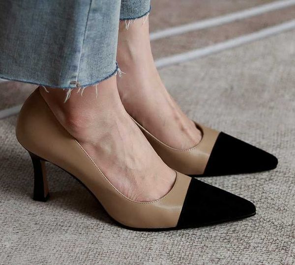 sandals 2021 women genuine leather high hee pumps pointed toe work shoes office career elegant lady's, Black
sandals 2021 women genuine leather high hee pumps pointed toe work shoes office career elegant lady's, Black