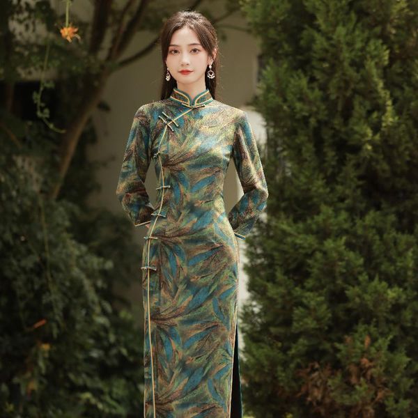 ethnic clothing chinese traditional diamond velvet cheongsam autumn winter slim long qipao evening party dress elegant women vestidos, Red
ethnic clothing chinese traditional diamond velvet cheongsam autumn winter slim long qipao evening party dress elegant women vestidos, Red