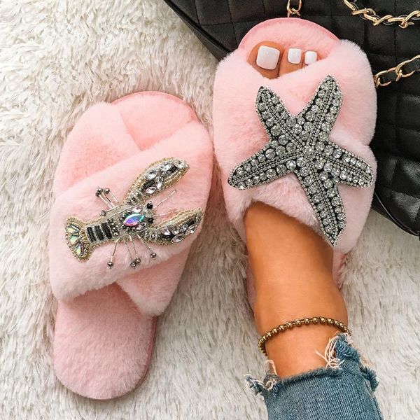 slippers fluffy women starfish lobster decor furry slides faux fur flip flops female flat indoor luxury designer shoes, Black
slippers fluffy women starfish lobster decor furry slides faux fur flip flops female flat indoor luxury designer shoes, Black