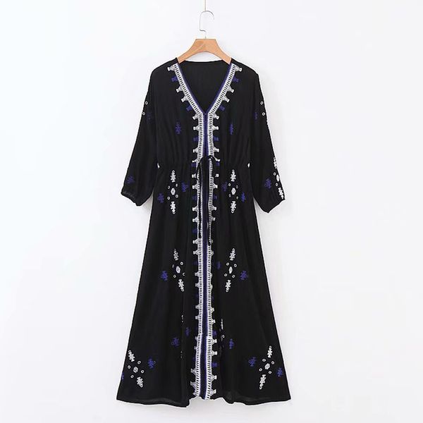 black white red indie folk embroidery v neck sash long sleeve maxi holiday dress loose lace up d1293 210514, Black;gray
black white red indie folk embroidery v neck sash long sleeve maxi holiday dress loose lace up d1293 210514, Black;gray