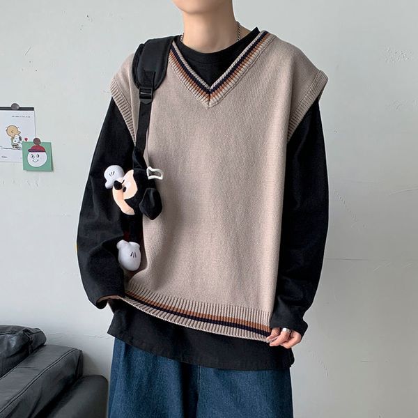 casual japanese style men's v-neck jk sweater vest couple pullovers oversize soft sleeveless clothing, White;black
casual japanese style men's v-neck jk sweater vest couple pullovers oversize soft sleeveless clothing, White;black