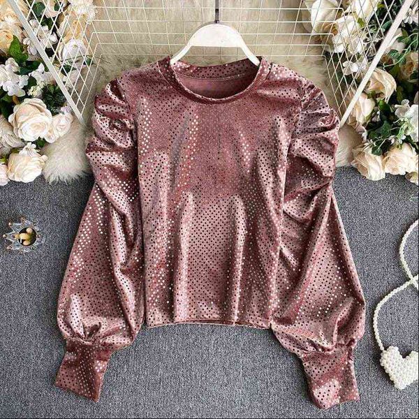 autumn winter polka dot bottoming women shirt puff sleeve korean style retro blusa velvet female pl516, White
autumn winter polka dot bottoming women shirt puff sleeve korean style retro blusa velvet female pl516, White