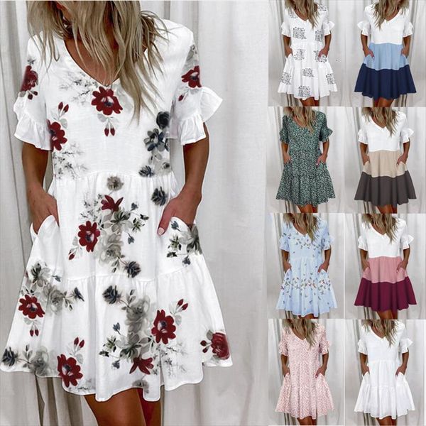short summer casual sleeve women dress printed patchwork loose streetwear clothing vestidos, Black;gray
short summer casual sleeve women dress printed patchwork loose streetwear clothing vestidos, Black;gray
