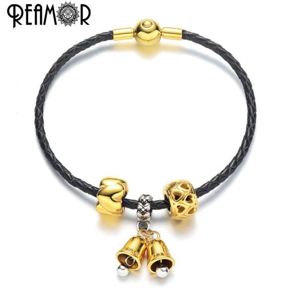 charm bracelets reamor arrival gold bell charms bracelet women jewelry black genuine leather european bangles christmas gift, Golden;silver
charm bracelets reamor arrival gold bell charms bracelet women jewelry black genuine leather european bangles christmas gift, Golden;silver
