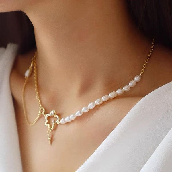 pendant necklaces u-magical retor cubic zircon natural freshwater pearls flower asymmetric necklace for women gold hollow jewelry, Silver
pendant necklaces u-magical retor cubic zircon natural freshwater pearls flower asymmetric necklace for women gold hollow jewelry, Silver