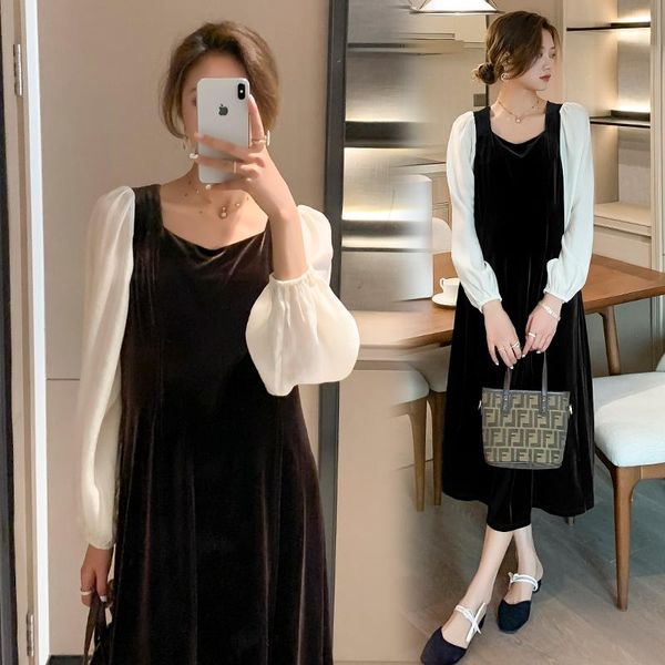706# 2021 spring korean fashion maternity full long party dress sweet chic elegant clothes for pregnant women pleuche pregnancy dresses, White
706# 2021 spring korean fashion maternity full long party dress sweet chic elegant clothes for pregnant women pleuche pregnancy dresses, White