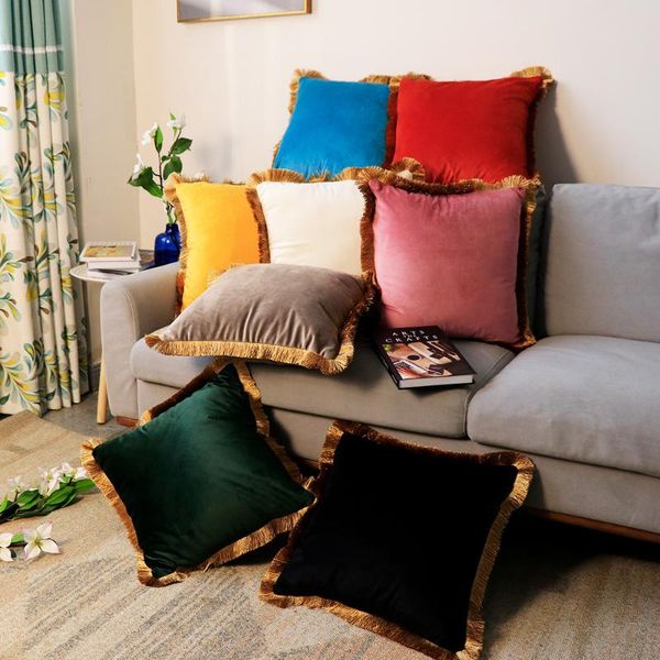 cushion/decorative pillow 45x45cm solid color velvet cushion cover with golden tassel fringes sofa square covers pillowcase
cushion/decorative pillow 45x45cm solid color velvet cushion cover with golden tassel fringes sofa square covers pillowcase
