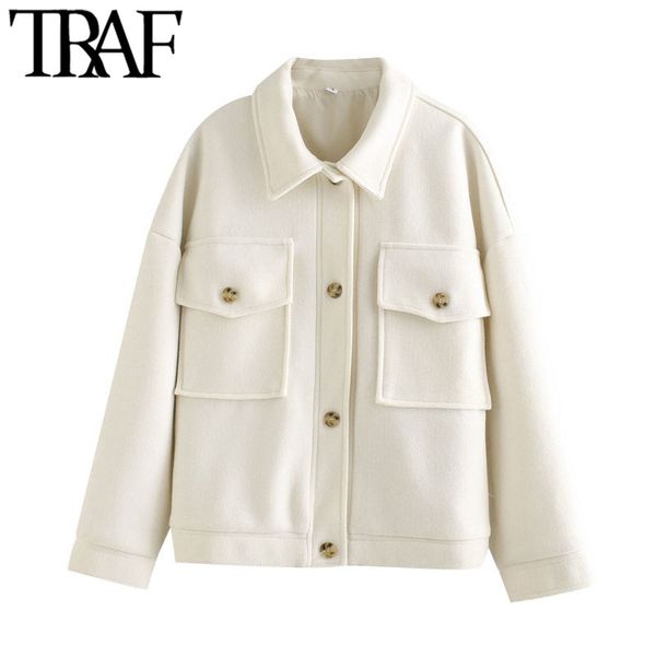traf women fashion with pockets oversized woolen jacket coat vintage long sleeve button-up female outerwear chic 210415, Black;brown
traf women fashion with pockets oversized woolen jacket coat vintage long sleeve button-up female outerwear chic 210415, Black;brown