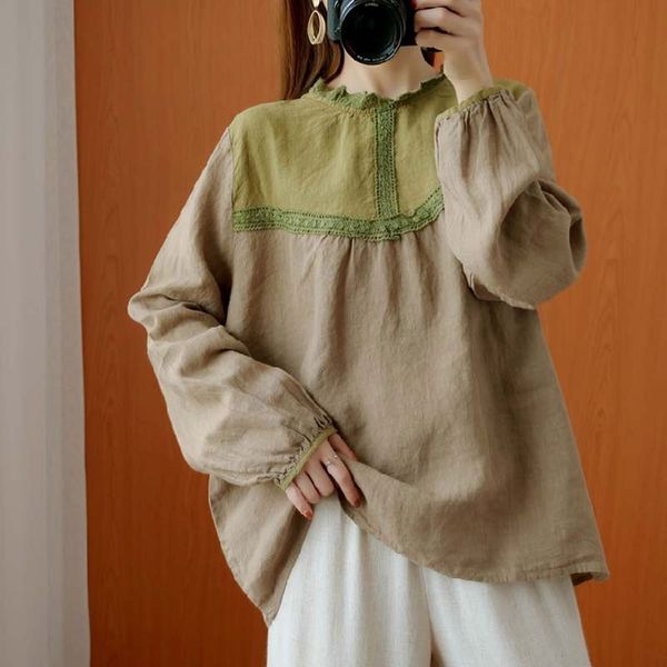 oversized women cotton linen casual blouses new spring vintage style patchwork lace female long sleeve shirts s3205 210412, White
oversized women cotton linen casual blouses new spring vintage style patchwork lace female long sleeve shirts s3205 210412, White