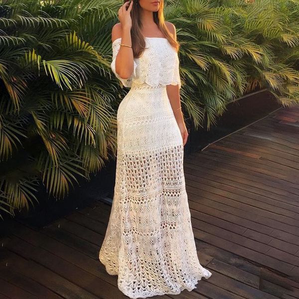 women off shoulder hollow out bohemian dress fashion pretty lady strapless dress floor-length sheath lace ruffles dress, Black;gray
women off shoulder hollow out bohemian dress fashion pretty lady strapless dress floor-length sheath lace ruffles dress, Black;gray