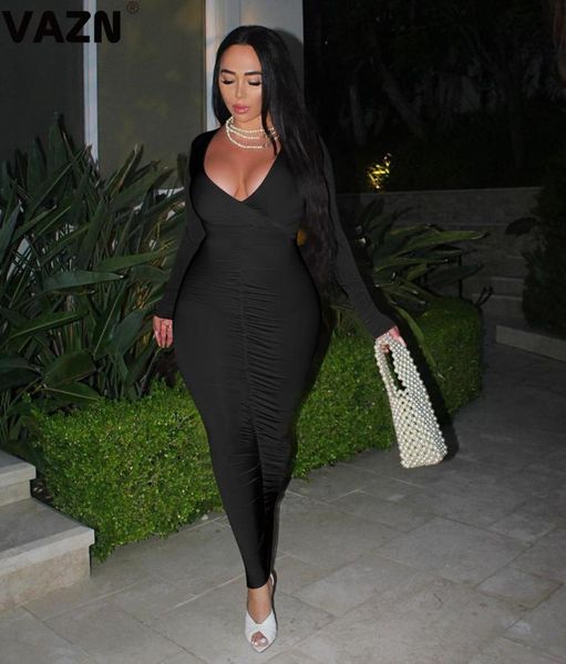 s-xxxl 2021 autumn lady black solid ankle-length dress full sleeve deep v-neck pleated sheath party casual dresses, Black;gray
s-xxxl 2021 autumn lady black solid ankle-length dress full sleeve deep v-neck pleated sheath party casual dresses, Black;gray
