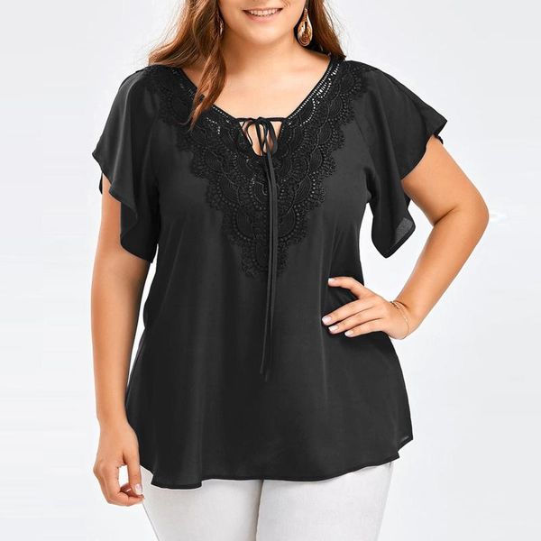 plus size t-shirt summer women elegant patchwork lace up blouse ladies loose female half sleeve shirt blusas, Black
plus size t-shirt summer women elegant patchwork lace up blouse ladies loose female half sleeve shirt blusas, Black