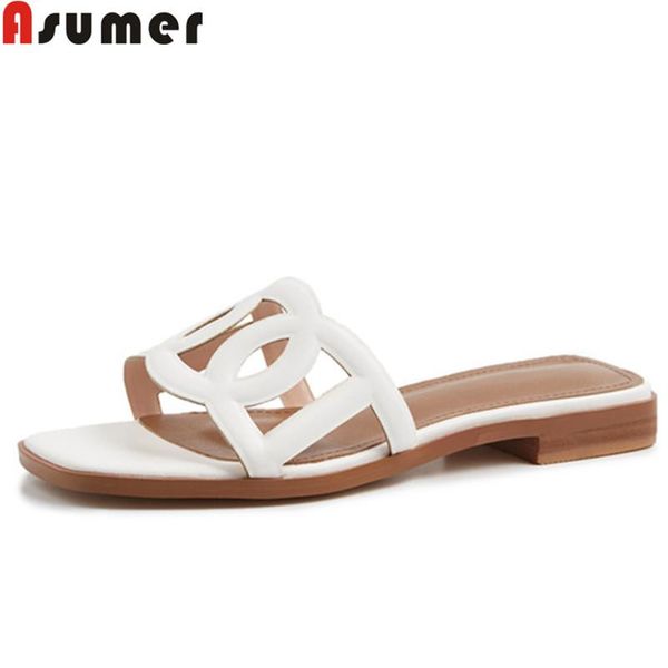 slippers asumer summer sandals women casual flat shoes shallow genuine leather outside leisure, Black
slippers asumer summer sandals women casual flat shoes shallow genuine leather outside leisure, Black