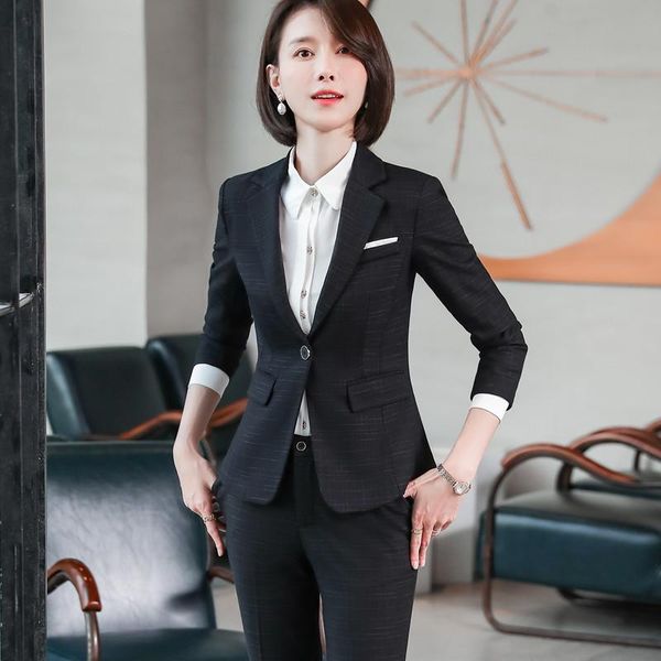 spring business pants suits temperament formal long sleeve slim blazer and office ladies fashion work wear women's two piece, White
spring business pants suits temperament formal long sleeve slim blazer and office ladies fashion work wear women's two piece, White