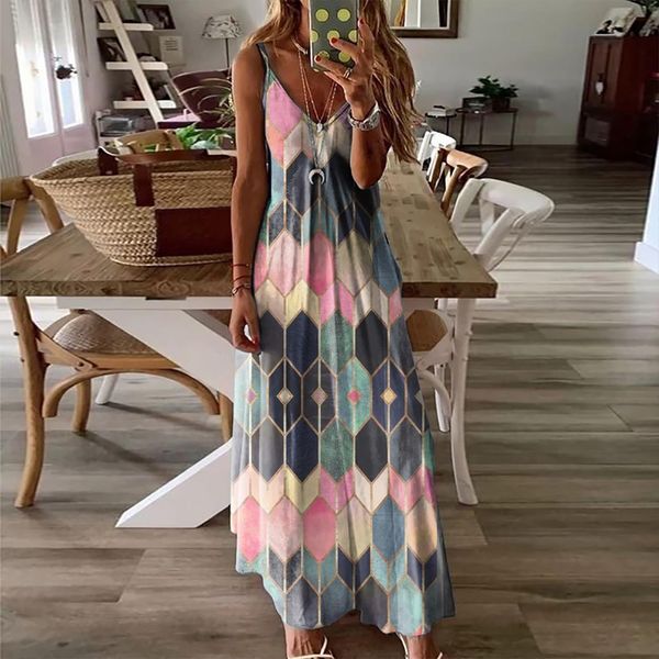 sleeveless v neck camisole womens dress a line casual printed long for fashion mujer vestido, Black;gray
sleeveless v neck camisole womens dress a line casual printed long for fashion mujer vestido, Black;gray