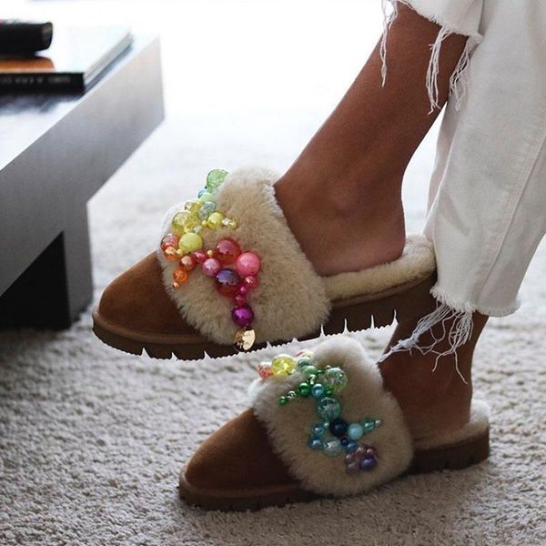 winter women slippers warm furry slides for fashion pearl shoes flat fur female zapatos mujer, Black
winter women slippers warm furry slides for fashion pearl shoes flat fur female zapatos mujer, Black