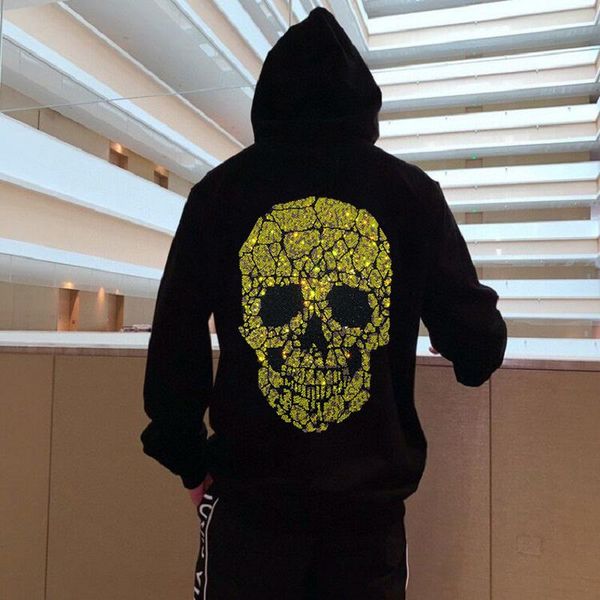 men's hoodies & sweatshirts brand warm thick outdoor sweatshirt hip-hop loose personality golden shiny skull pullover rhinestone luxury, Black
men's hoodies & sweatshirts brand warm thick outdoor sweatshirt hip-hop loose personality golden shiny skull pullover rhinestone luxury, Black