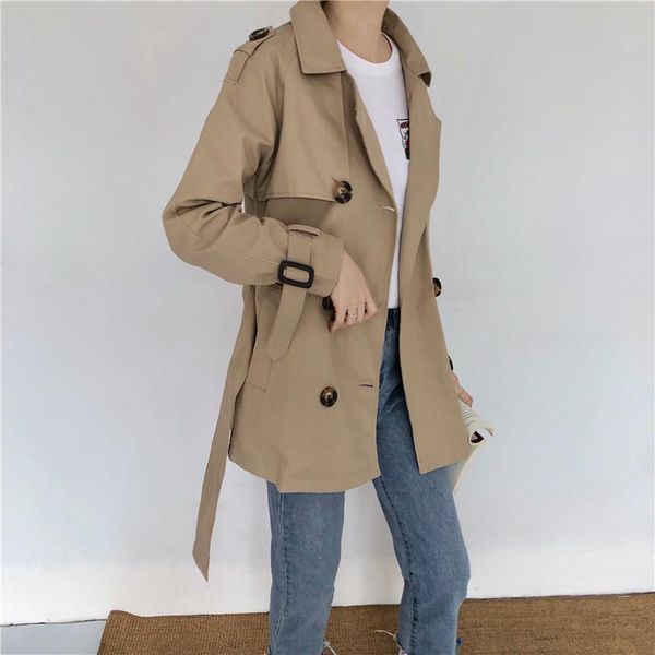 women's trench coats sondr korean-style simple loose waist windbreaker women fashion solid color short coat double breasted with belt, Tan;black
women's trench coats sondr korean-style simple loose waist windbreaker women fashion solid color short coat double breasted with belt, Tan;black