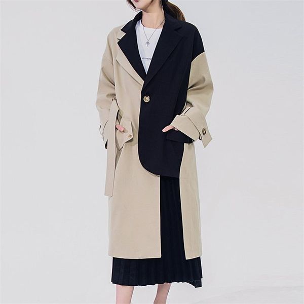 women's trench coats 2021 spring women plus long windbreaker fashion casual stitching coat temperament retro slim with belt c240, Tan;black
women's trench coats 2021 spring women plus long windbreaker fashion casual stitching coat temperament retro slim with belt c240, Tan;black