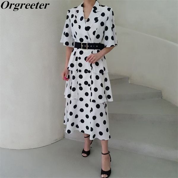 elegant cascasing ruffle dot print cake dress women summer double-breasted belt slim suit vestidos a-line long robe 210602, White
elegant cascasing ruffle dot print cake dress women summer double-breasted belt slim suit vestidos a-line long robe 210602, White