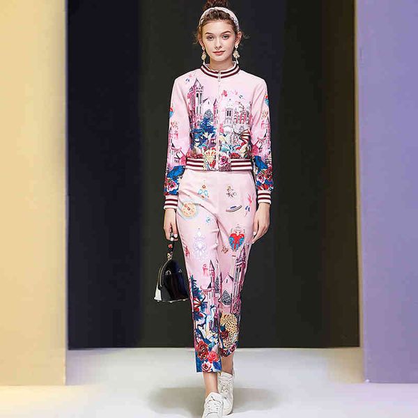 pant high female sprint fashion two parts floral pink print jacket and suit twinset, White
pant high female sprint fashion two parts floral pink print jacket and suit twinset, White