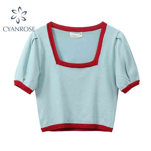 e-girl summer crop t shirt puff short sleeve contrast color retro korean slim ins tees female square collar streetwear 210417, White
e-girl summer crop t shirt puff short sleeve contrast color retro korean slim ins tees female square collar streetwear 210417, White