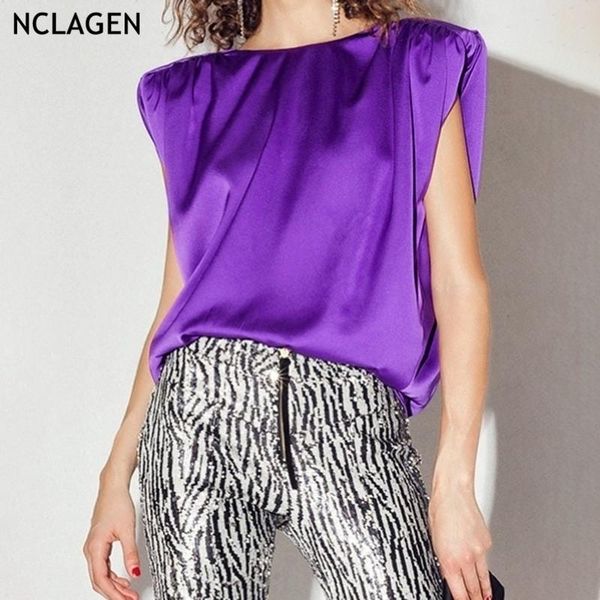women's t-shirt nclagen retro padded shoulder sleeveless summer women chic streetwear fashion chiffon t shirt y2k female crop tees, White
women's t-shirt nclagen retro padded shoulder sleeveless summer women chic streetwear fashion chiffon t shirt y2k female crop tees, White