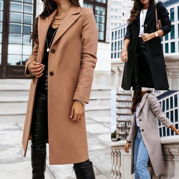 women's wool & blends women trench coat fashion fall winter casual vintage long coats overcoats single elegant womens breasted outwear, Black
women's wool & blends women trench coat fashion fall winter casual vintage long coats overcoats single elegant womens breasted outwear, Black