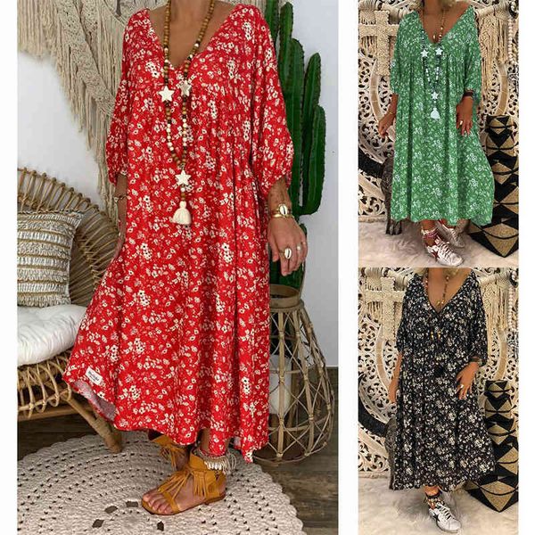 dress women summer dress bohemian floral print casual loose deep v neck 3 4 sleeve midi party beach lady gifts, Black;gray
dress women summer dress bohemian floral print casual loose deep v neck 3 4 sleeve midi party beach lady gifts, Black;gray