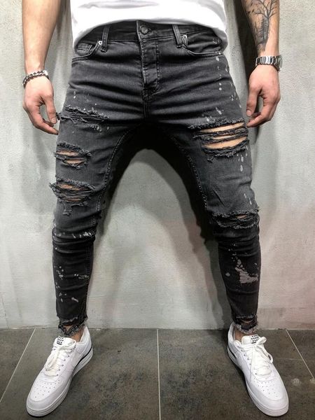 men's jeans 2021 men ripped dot printed skinny destroyed frayed slim fit denim pant casual hole zipper balck pants, Blue
men's jeans 2021 men ripped dot printed skinny destroyed frayed slim fit denim pant casual hole zipper balck pants, Blue