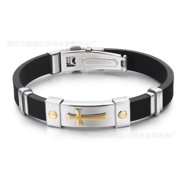 jewelry men's stainless steel silicone bracelet christian cross peripheral products 112, Golden;silver
jewelry men's stainless steel silicone bracelet christian cross peripheral products 112, Golden;silver