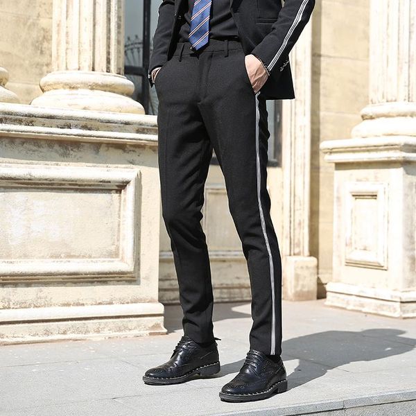 men's suits & blazers s~3xl 2021 korean slim fashion casual single button breasted suit groom dress (suit and pants ), White;black
men's suits & blazers s~3xl 2021 korean slim fashion casual single button breasted suit groom dress (suit and pants ), White;black