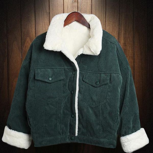 women's jackets women corduroy autumn winter warm lamb fur coats casual fashion female bomber jacket student short outerwear, Black;brown
women's jackets women corduroy autumn winter warm lamb fur coats casual fashion female bomber jacket student short outerwear, Black;brown