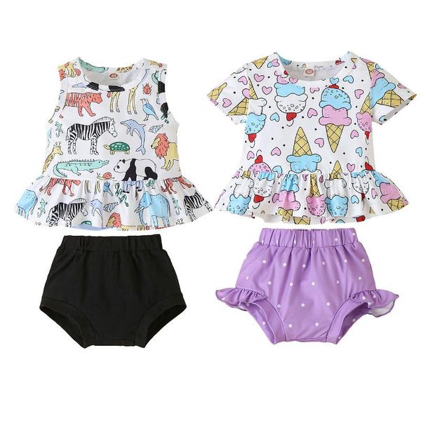 baby girls 2pcs summer outfits, short sleeve/sleeveless ruffle + elastic waist shorts set clothing sets, White
baby girls 2pcs summer outfits, short sleeve/sleeveless ruffle + elastic waist shorts set clothing sets, White