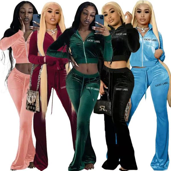 women's tracksuits lucky label printed 2 piece set velvet tracksuit women two matching lounge wear sports jogger suits female, Gray
women's tracksuits lucky label printed 2 piece set velvet tracksuit women two matching lounge wear sports jogger suits female, Gray