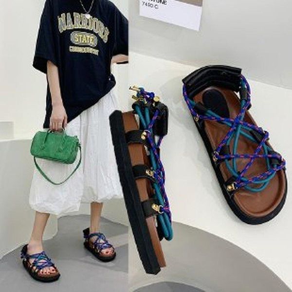 slippers summer fashion women's sandals 2021 thick sole cross-tied women weave one strap gladiator mixed color, Black
slippers summer fashion women's sandals 2021 thick sole cross-tied women weave one strap gladiator mixed color, Black