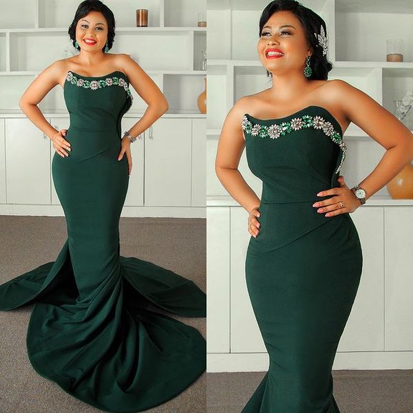 2021 plus size arabic aso ebi green crystals prom dresses strapless mermaid satin evening formal party second reception gowns zj266, Black
2021 plus size arabic aso ebi green crystals prom dresses strapless mermaid satin evening formal party second reception gowns zj266, Black