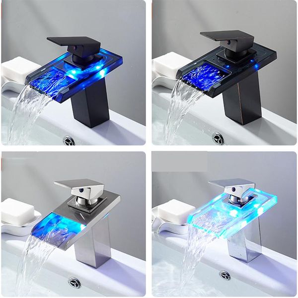 light basin faucet brass waterfall temperature colors change bathroom mixer black white deck mounted wash sink glass taps faucets
light basin faucet brass waterfall temperature colors change bathroom mixer black white deck mounted wash sink glass taps faucets