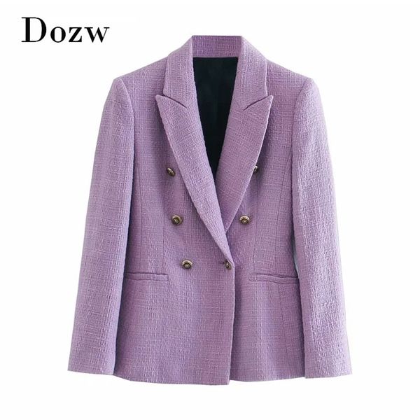 fashion double breasted purple tweed blazer women office wear chic jacket coat elegant long sleeve outerwear 210515, White;black
fashion double breasted purple tweed blazer women office wear chic jacket coat elegant long sleeve outerwear 210515, White;black