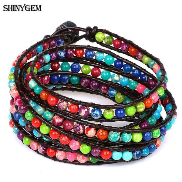 tennis shinygem 4mm natural sea sediment stone wrap bracelet multi color bead multi-layer leather for women, Golden;silver
tennis shinygem 4mm natural sea sediment stone wrap bracelet multi color bead multi-layer leather for women, Golden;silver