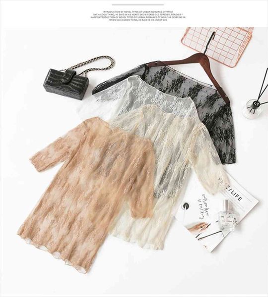 summer lace short sleeve women blouses bottoming mesh transparent elegant see through black, White
summer lace short sleeve women blouses bottoming mesh transparent elegant see through black, White